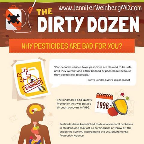 Research suggests that #organic produce not only contains fewer harmful pesticides and chemicals but also is often richer in #nutrition! Today on the blog, I share a fantastic infographic from Garrick of Juicing with G to help you make #healthy choice in the produce isle. Do you shop organic? http://www.jenniferweinbergmd.com/blog